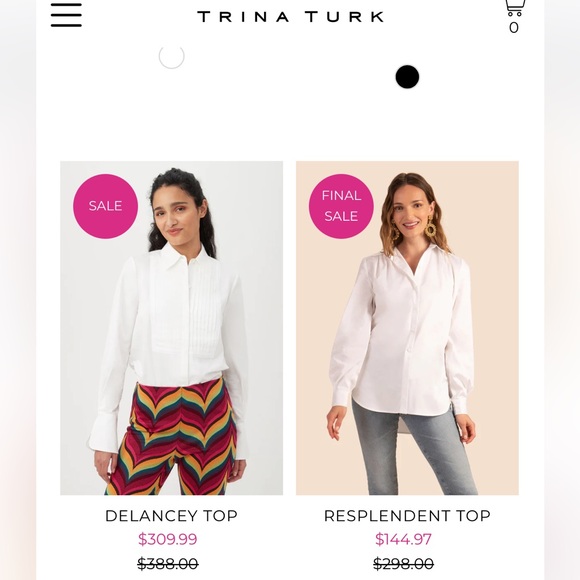 TRINA TURK Designer White Cotton Button Down with Tie Detail - Picture 11 of 11